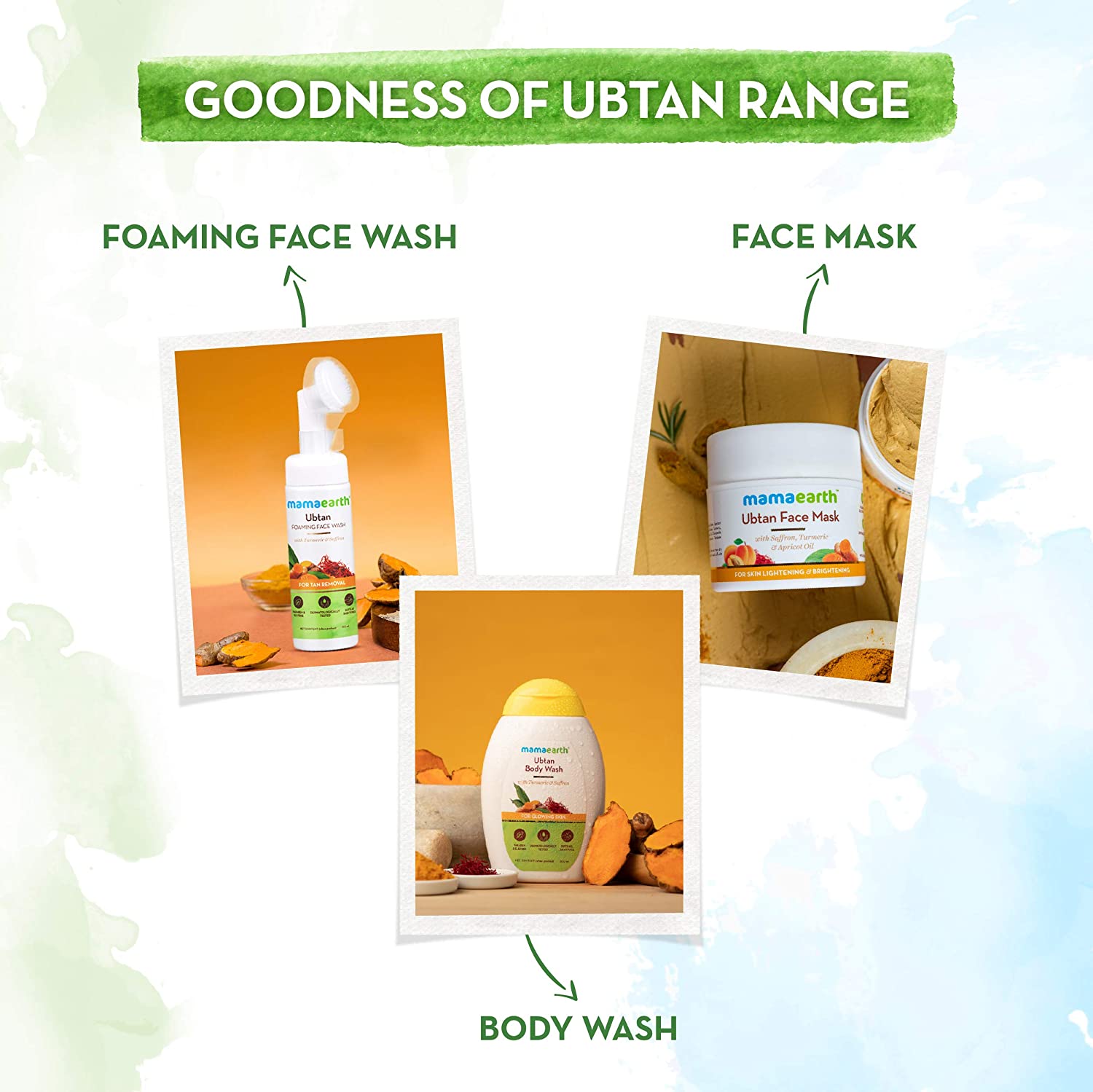 Ubtan Foaming Face Wash With Brush With Turmeric & Saffron For Tan Removal