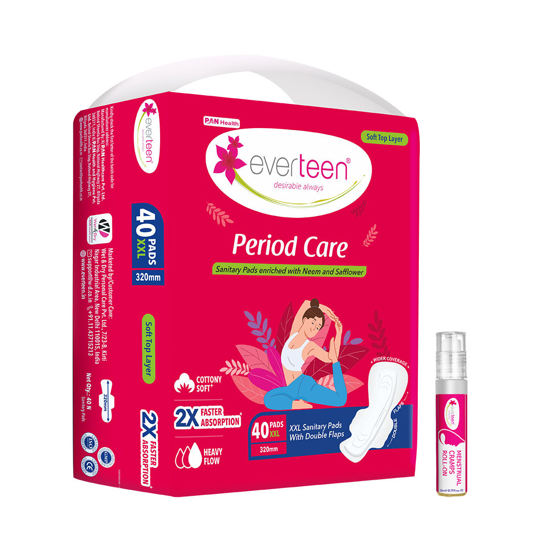 XXL Soft 40 Sanitary Napkins Pad With Free Menstrual Period Pain Relief Cramps Roll-On