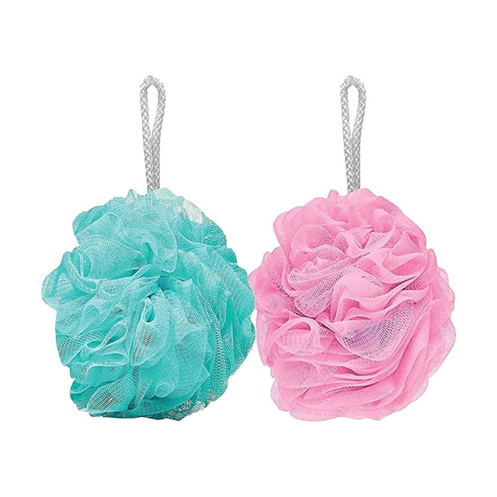 2 Pc Loofah For Body Scrubbing Round Bath Sponge (Color May Vary)