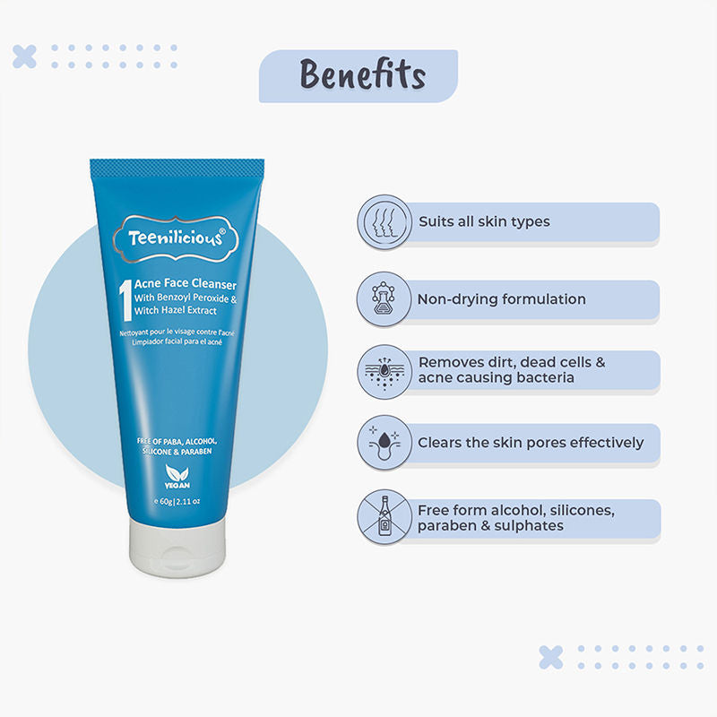 Acne Face Wash With Benzoyl Peroxide & Witch Hazel Extract