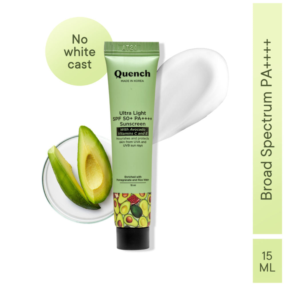 Vitamin E & Avocado Ultra Light SPF 50+ PA++++ Sunscreen for Glowing Skin - 15ml
