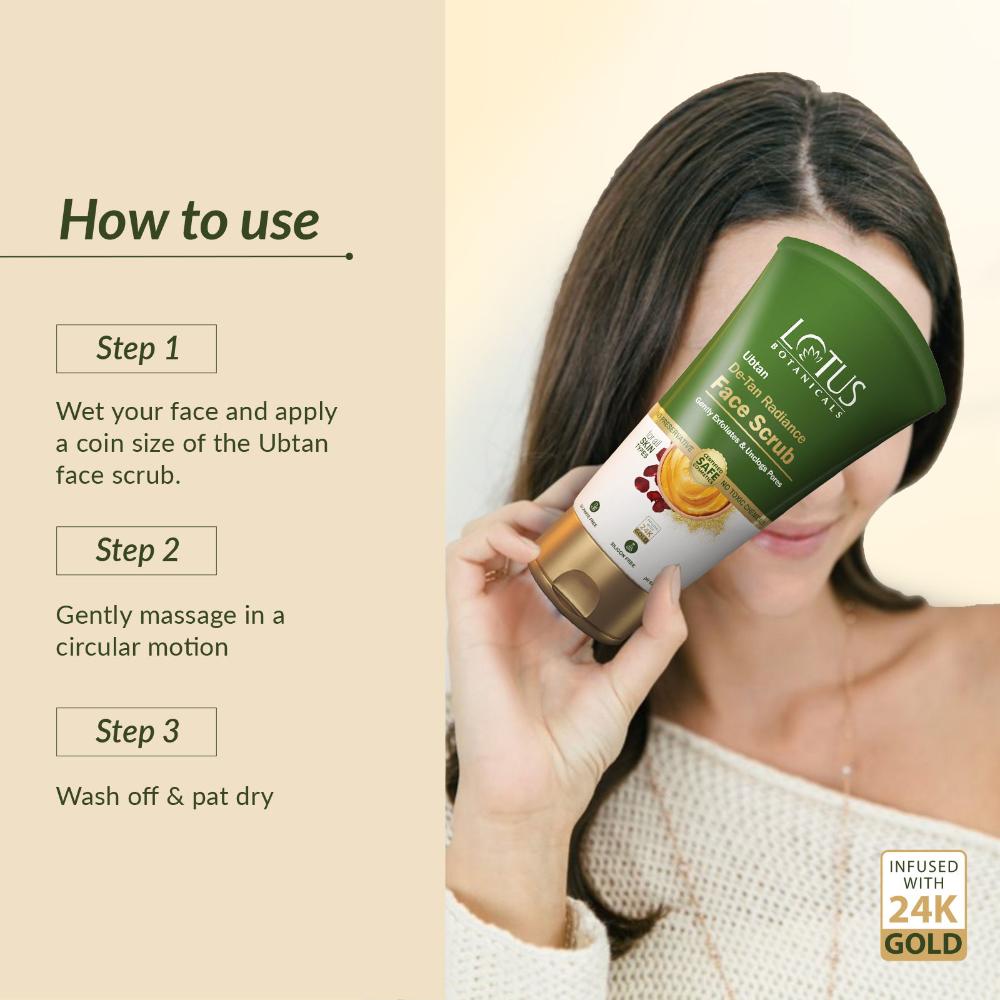 Ubtan De-Tan Radiance Face Scrub ,Infused with 24K Gold For Gentle Exfoliation