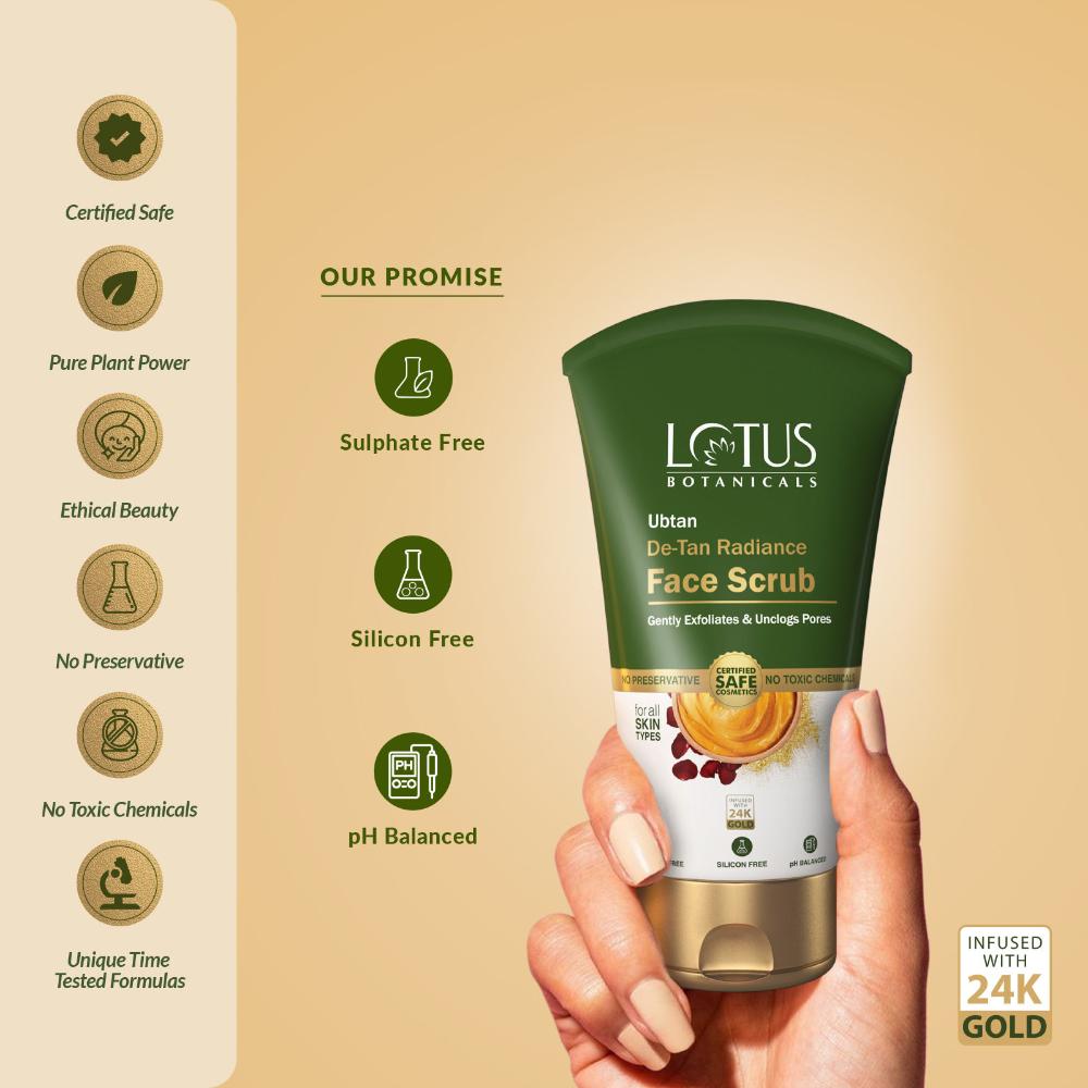 Ubtan De-Tan Radiance Face Scrub ,Infused with 24K Gold For Gentle Exfoliation