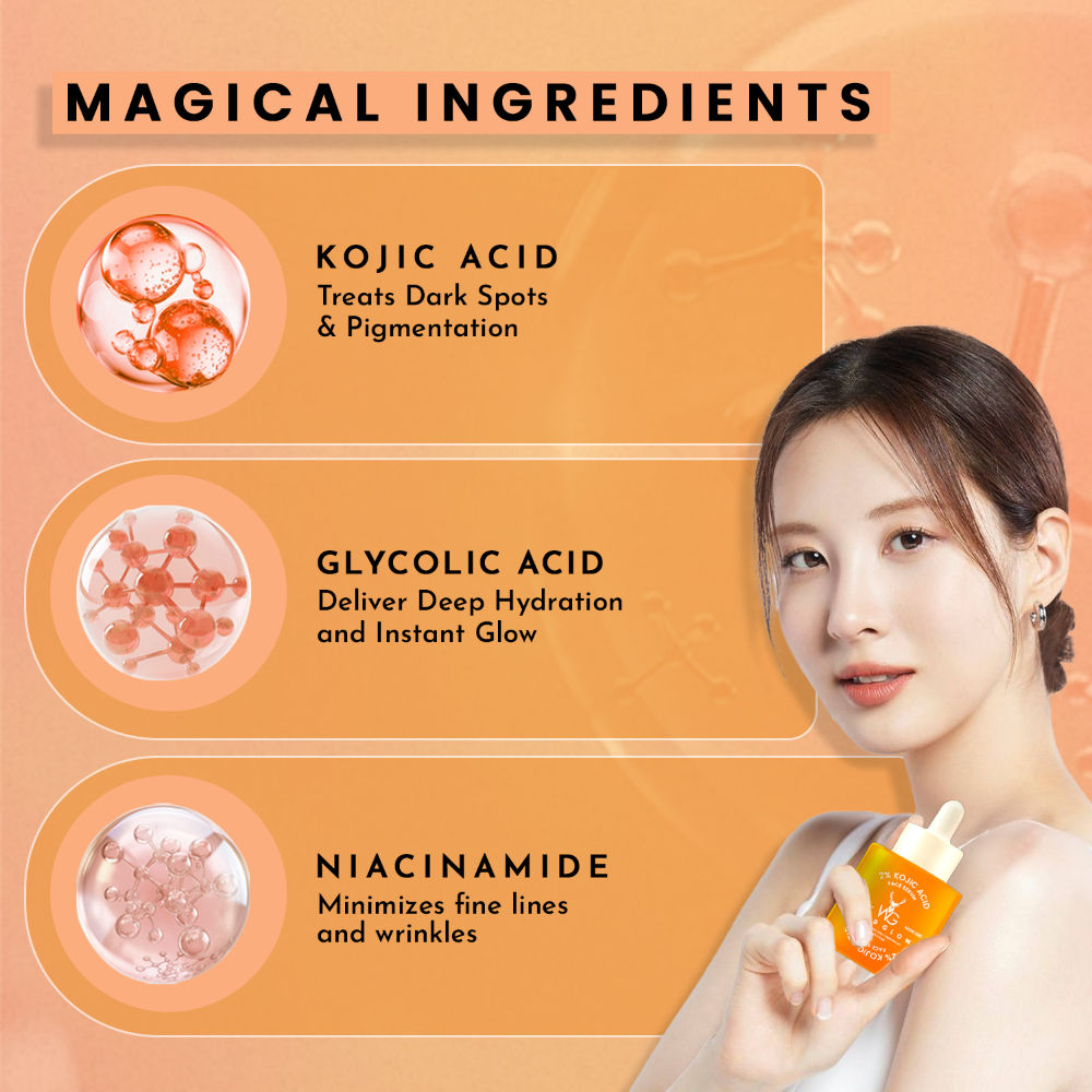 2% Kojic Acid Face Serum for Dark Spots, Skin Brightening & Radiant Glow
