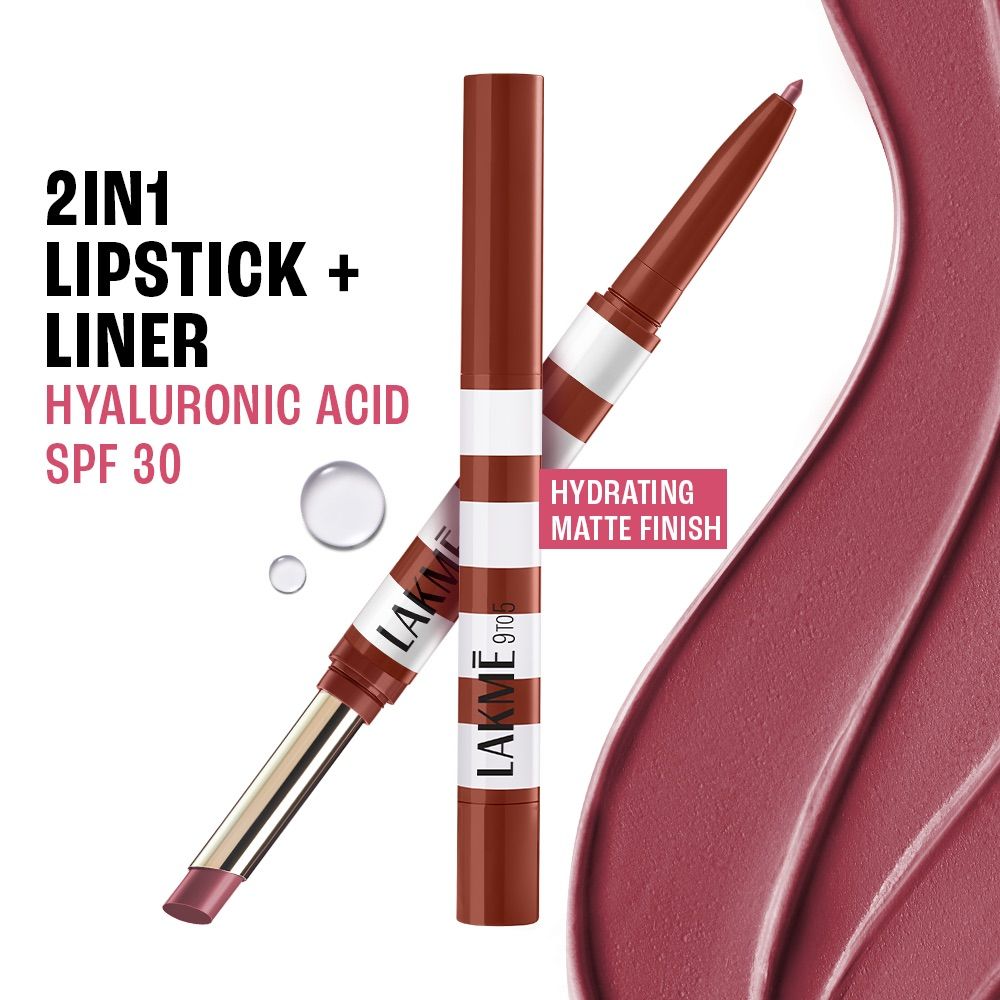 9to5 Hya Beach Edit, Lipstick + Liner Duo, SPF 30, Hydrating Matte - Pro Pink Medium