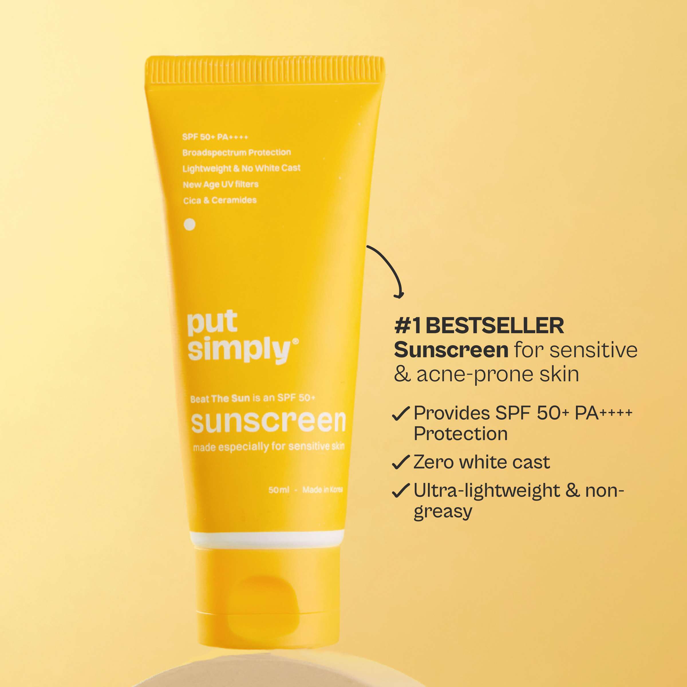 BroadSpectrum Sunscreen SPF 50 PA++++ , Zero White-Cast, Ultra lightweight, Non-greasy