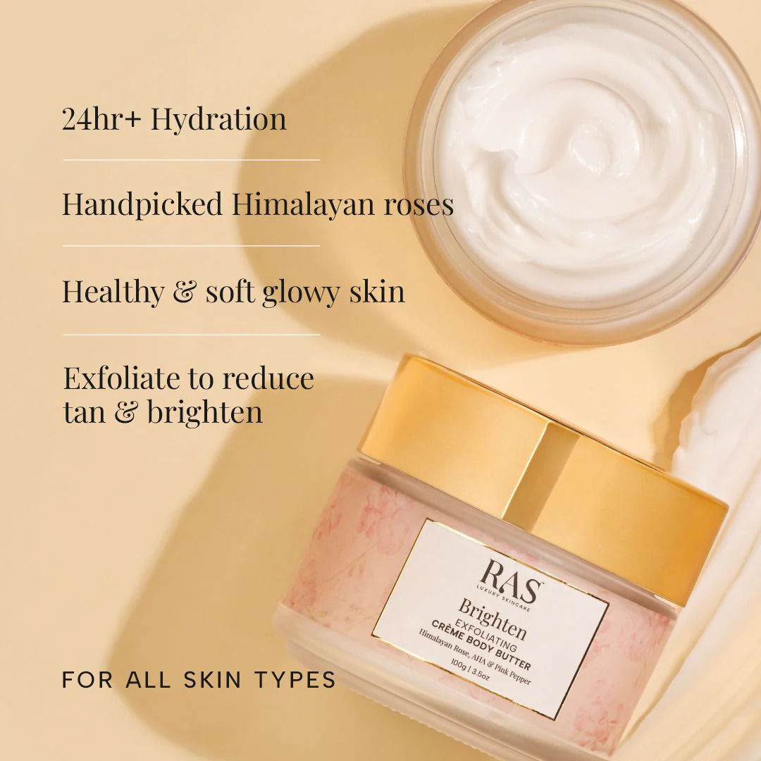 Brighten Exfoliating Creme Body Butter Enriched With Himalayan Roses & Pink Pepper