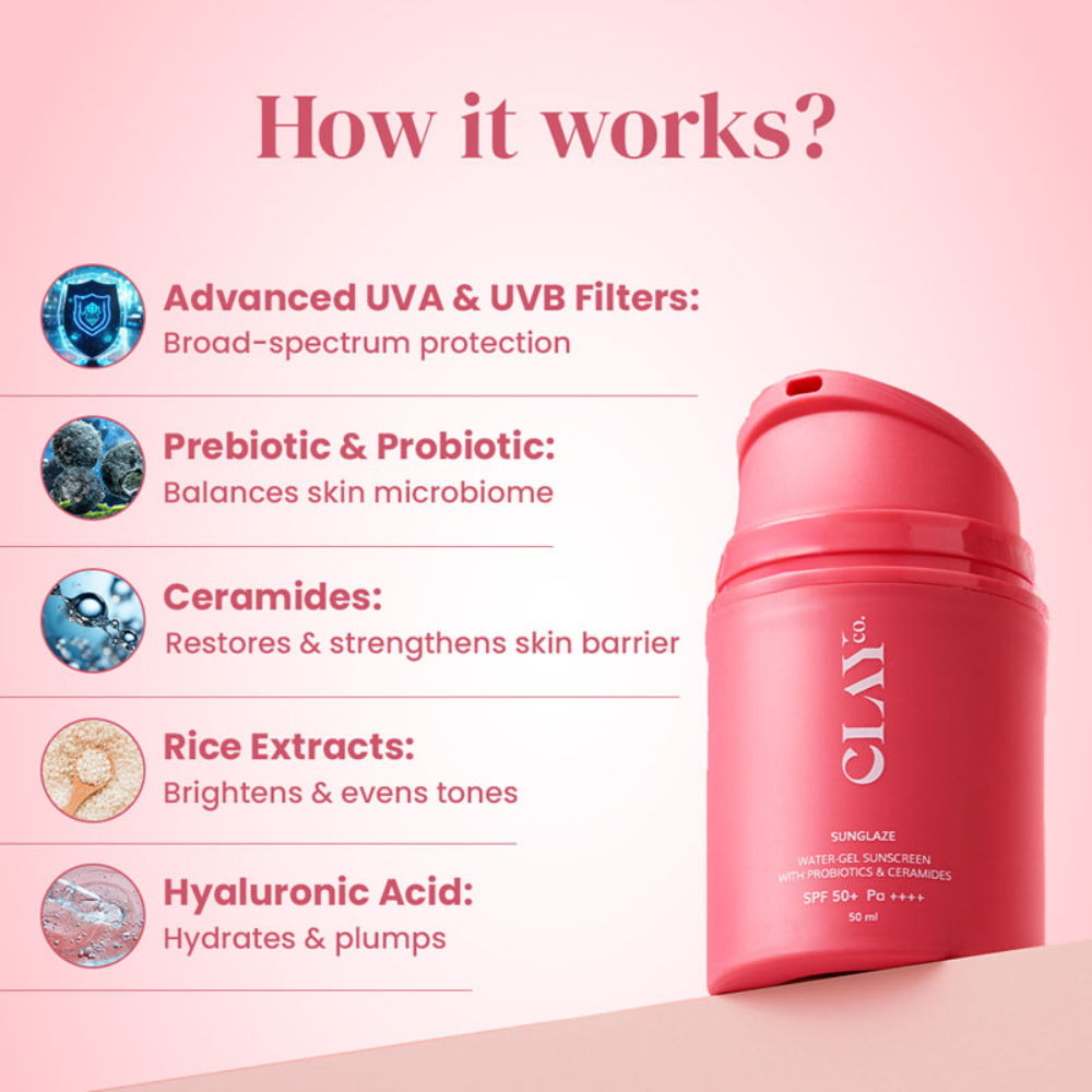 Sunglaze Sunscreen SPF 50+ PA ++++ With Probiotic & Ceramides