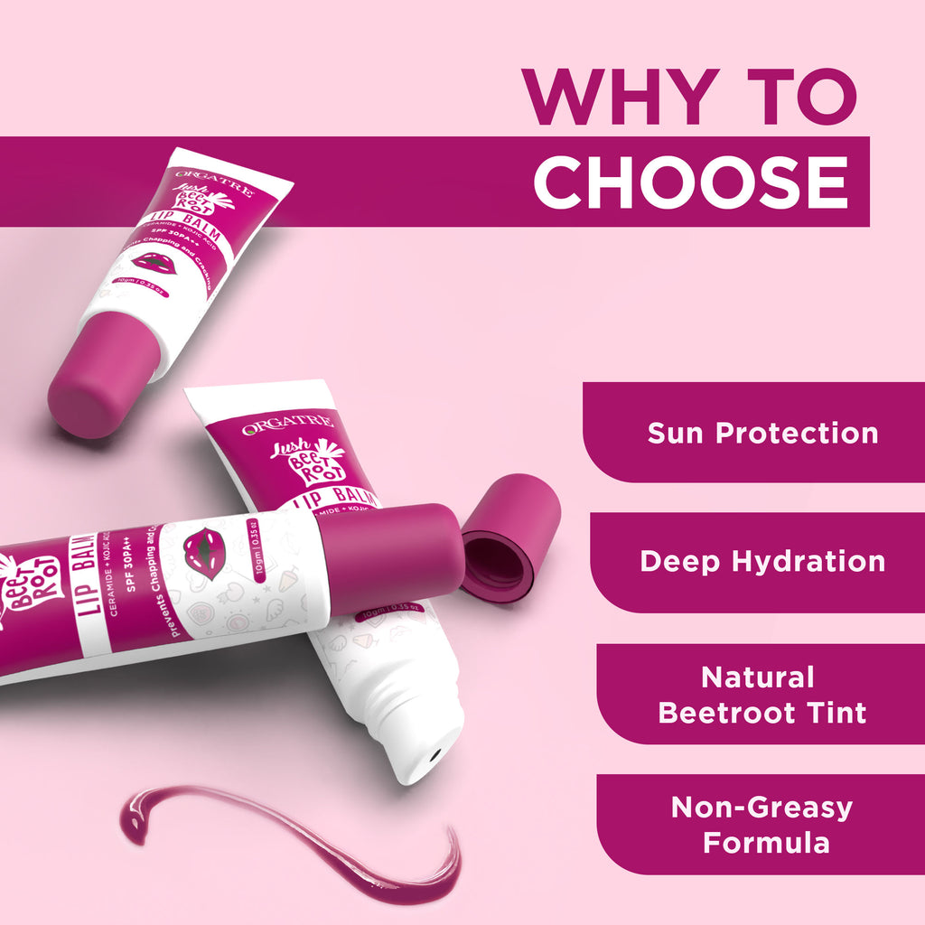 Beetroot Tinted Lip Balm SPF 30 PA++ with Ceramide & Kojic Acid for Brighten Dark Lips