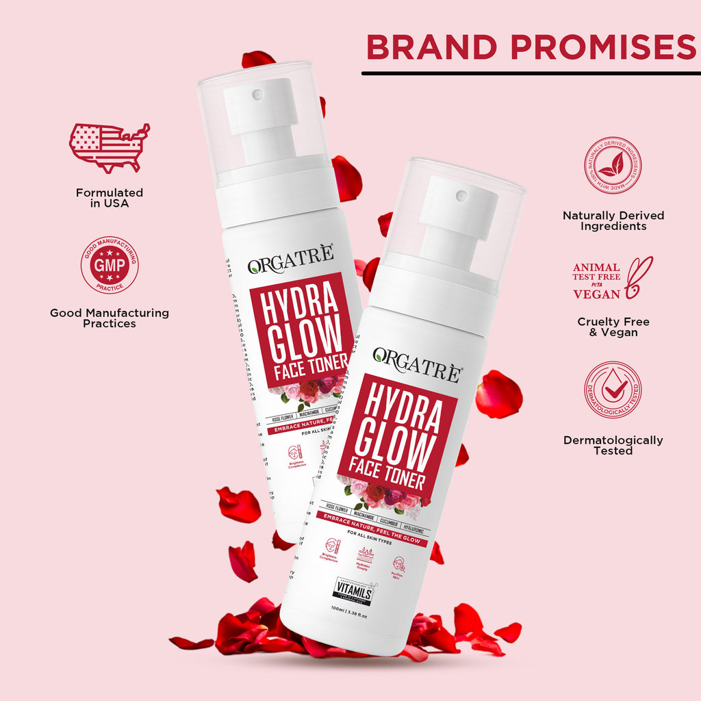 Hydra Glow Face Toner with Rose Water, Niacinamide & Hyaluronic Acid for Glowing Skin 100ml