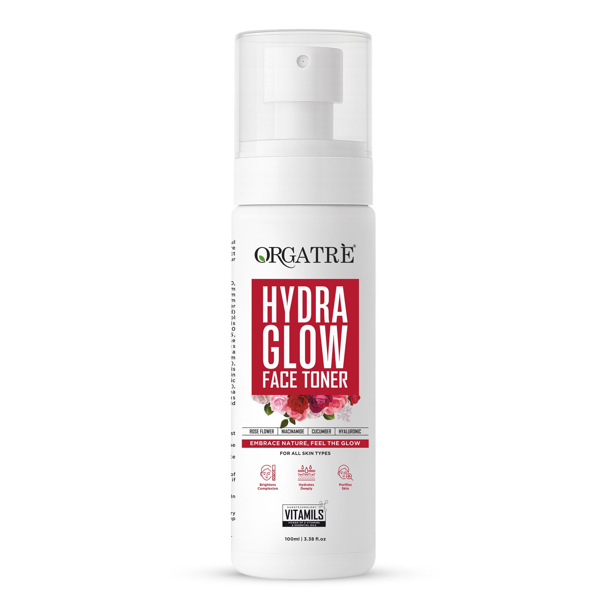 Hydra Glow Face Toner with Rose Water, Niacinamide & Hyaluronic Acid for Glowing Skin 100ml