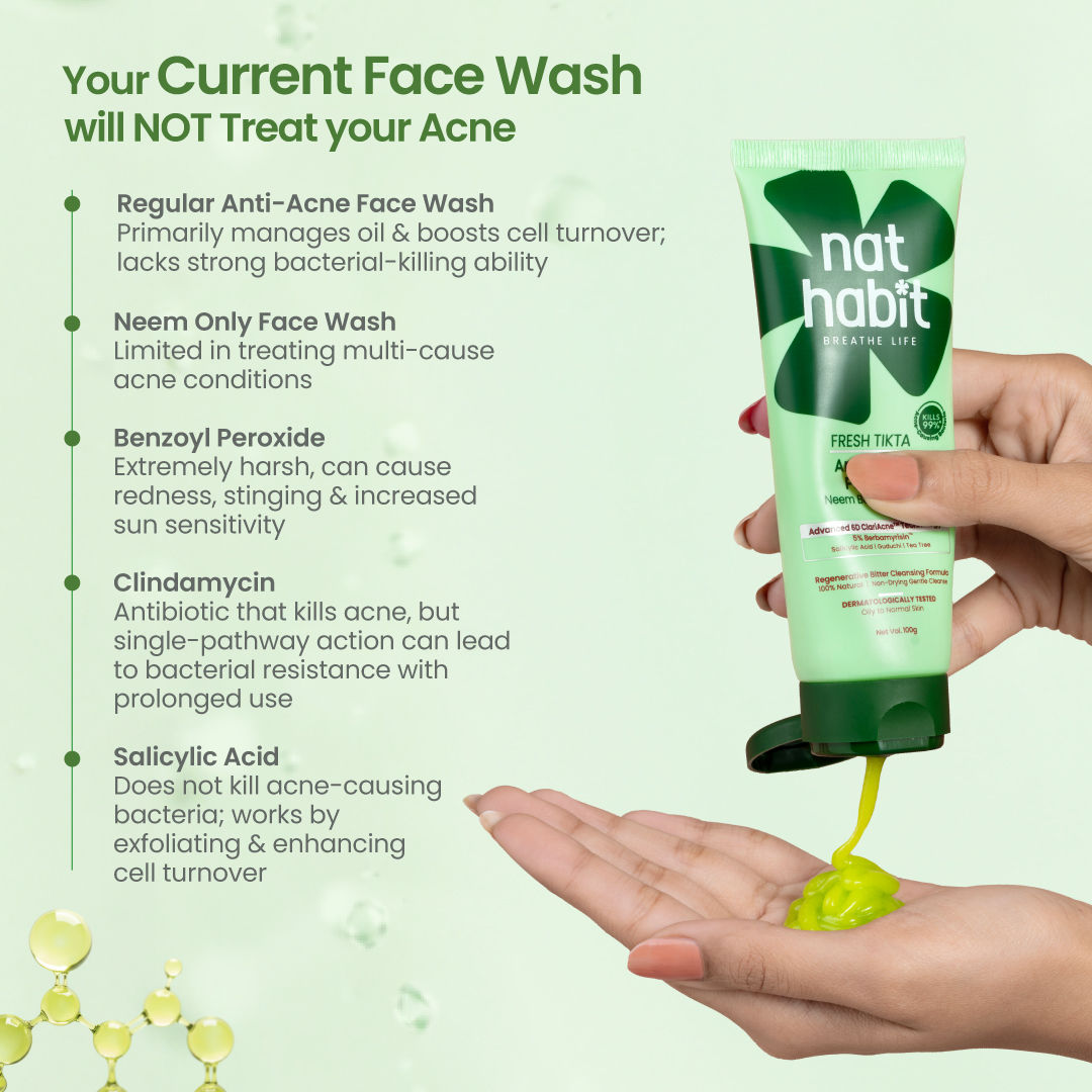 Anti-Acne Neem Berbamyrisin Tikta Face Wash