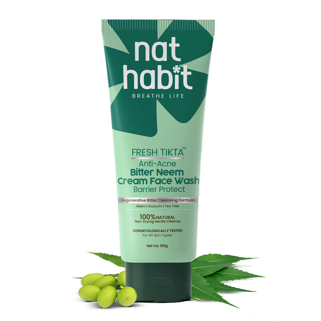 Bitter Neem Face Wash (Cream) for Oily Skin, Acne and Pimple Care with Neem and Tea Tree