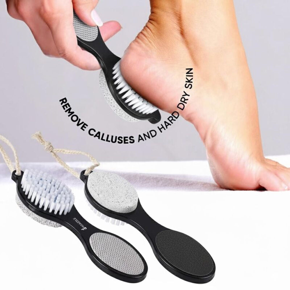 4 In 1 Foot Pedicure Brush, Pumice Stone, Scrubber & File For Soft Care