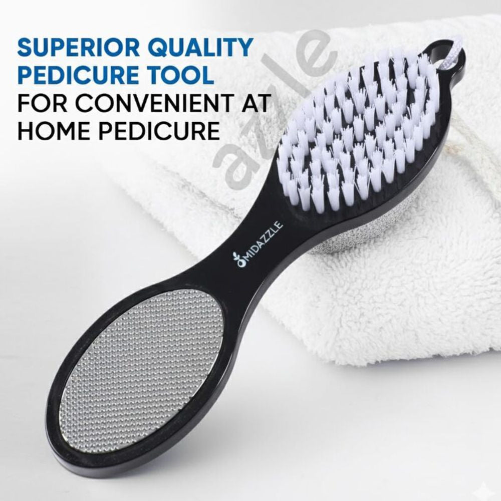 4 In 1 Foot Pedicure Brush, Pumice Stone, Scrubber & File For Soft Care