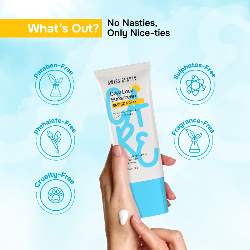 Care Dew Lock Sunscreen SPF 50 PA++++ With 1% Hyaluronic Acid
