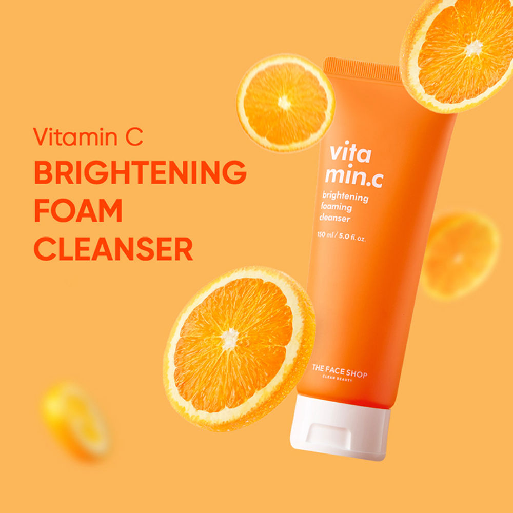 Vitamin C Brightening Korean Face Wash - Foaming Cleanser with Niacinamide & Panthenol