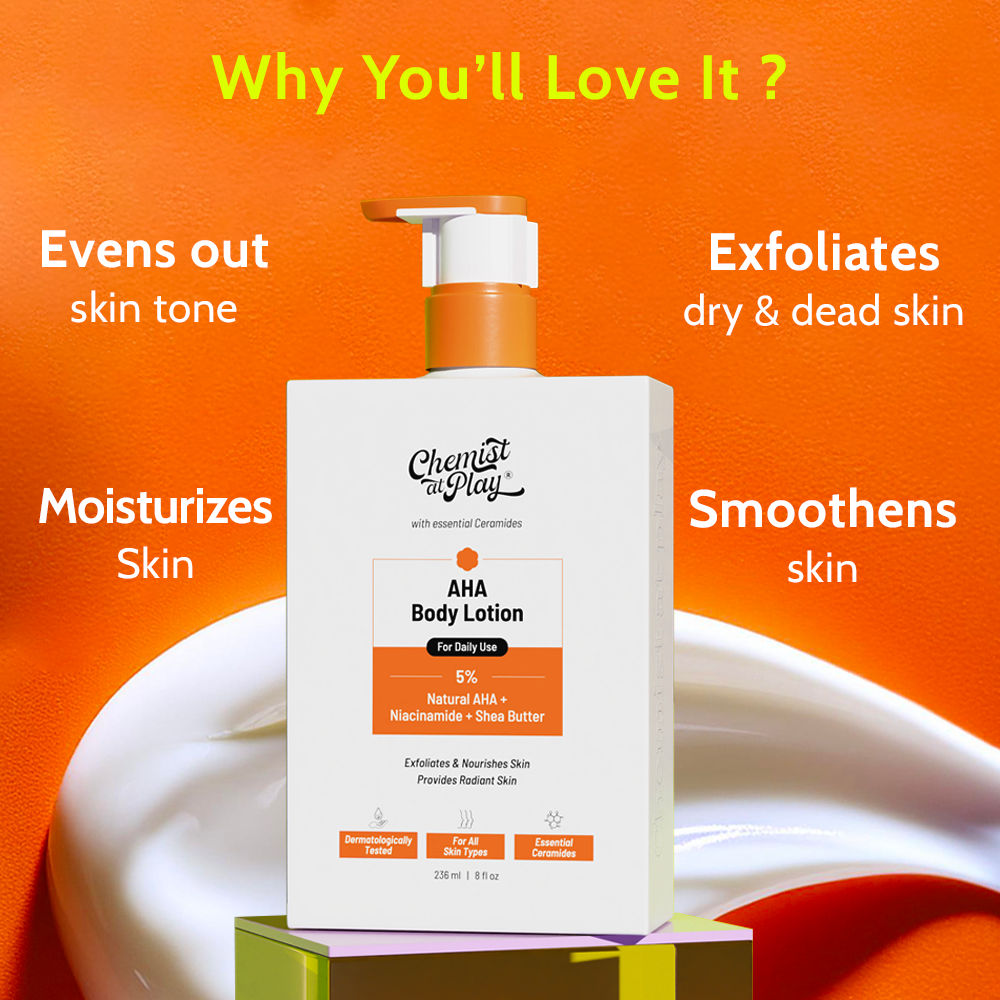 AHA Body Lotion With Niacinamide Shea Butter Moisturizer For All Skin Types
