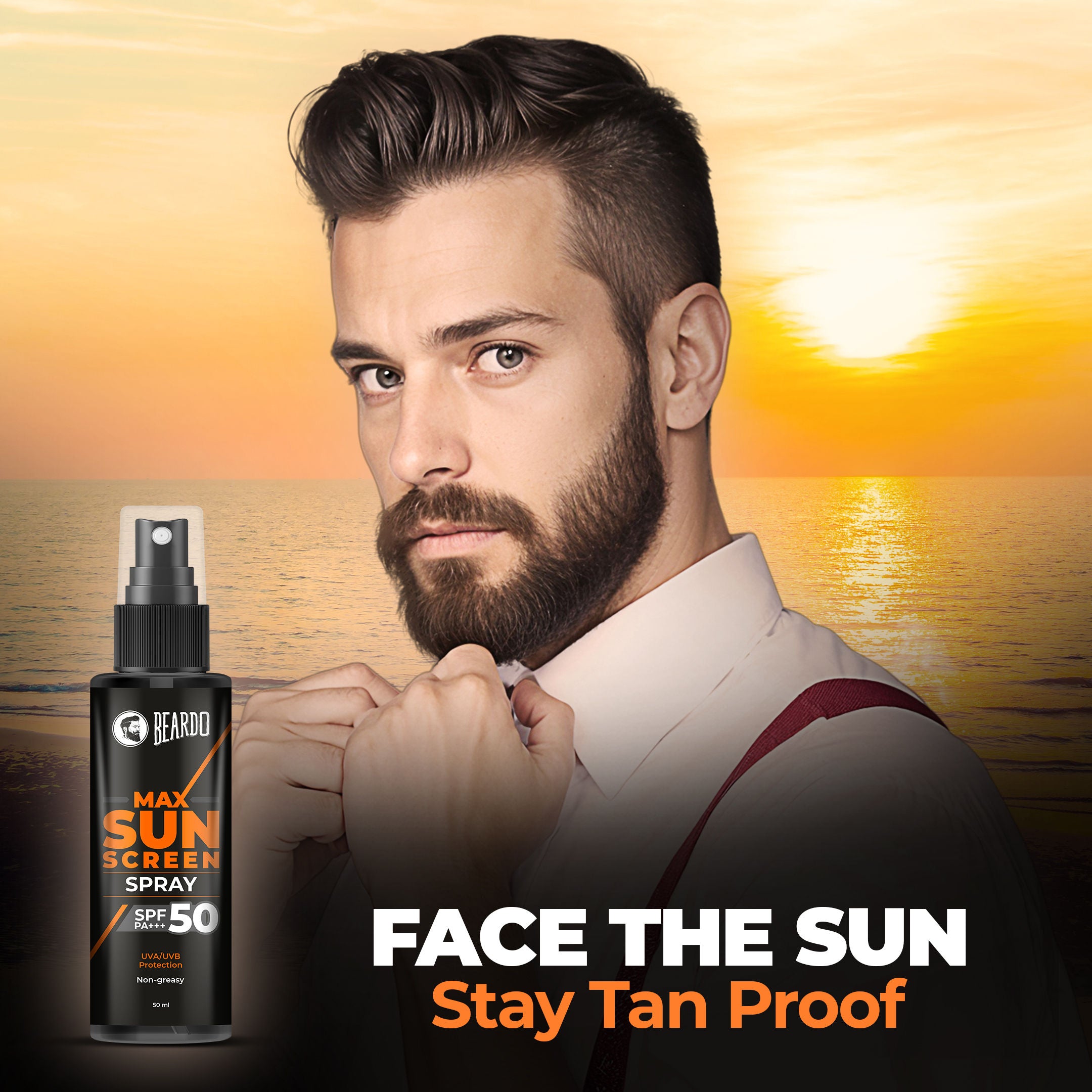 Max Sunscreen Spray SPF-50 P+++ For Indian Men,Non-Greasy Sunscreen Spray,For Oily Skin