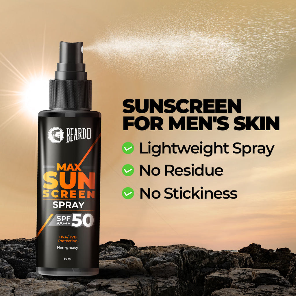 Max Sunscreen Spray SPF-50 P+++ For Indian Men,Non-Greasy Sunscreen Spray,For Oily Skin