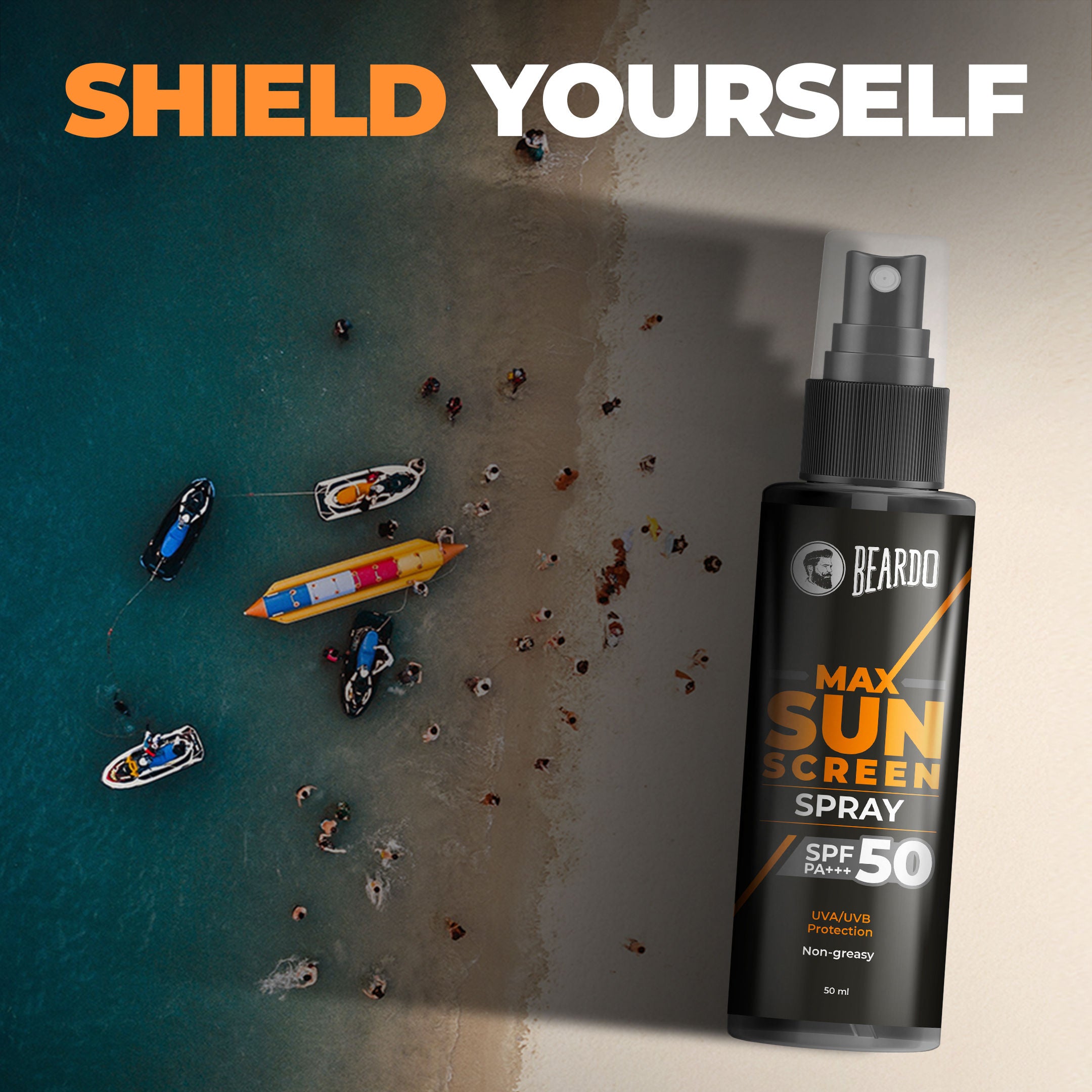 Max Sunscreen Spray SPF-50 P+++ For Indian Men,Non-Greasy Sunscreen Spray,For Oily Skin