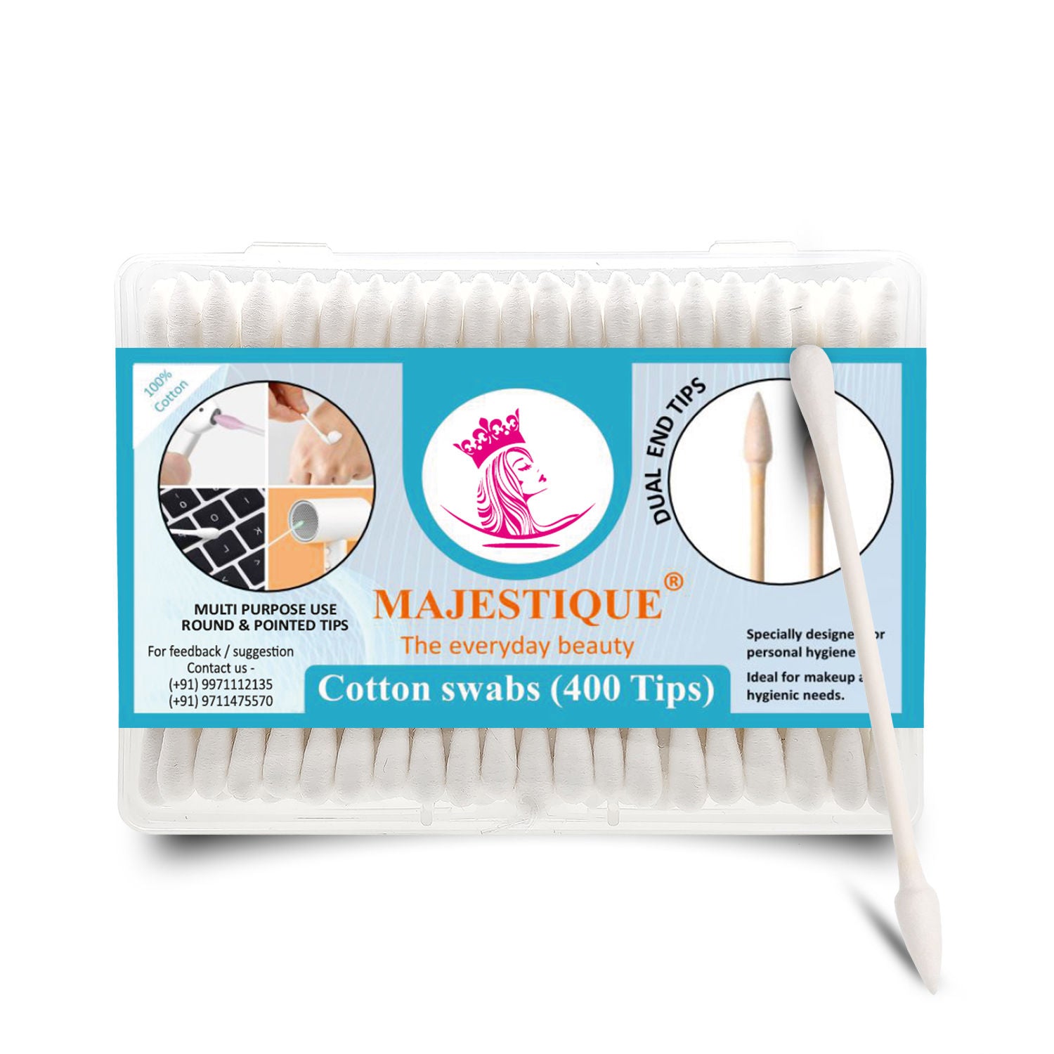 Dual-purpose Cotton Swab Makeup Remover Stick - 200 Pcs