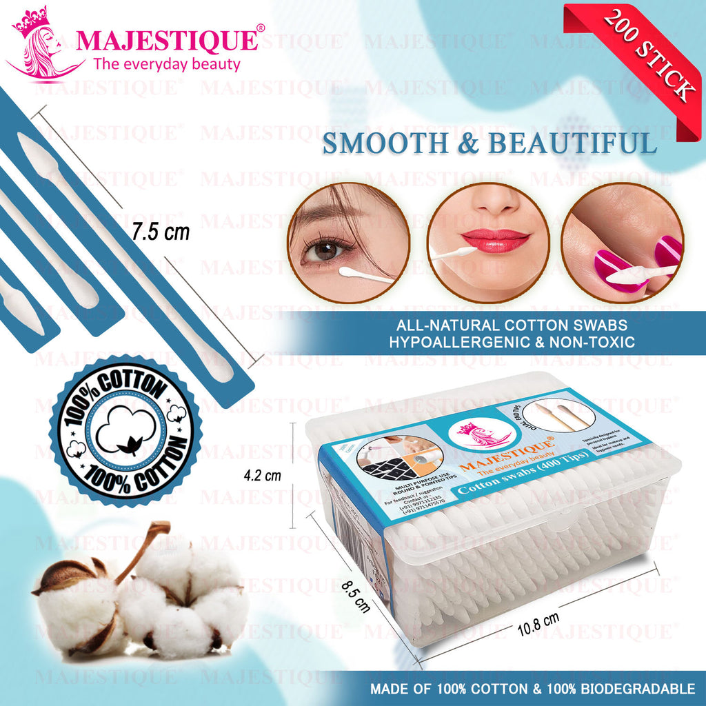 Dual-purpose Cotton Swab Makeup Remover Stick - 200 Pcs