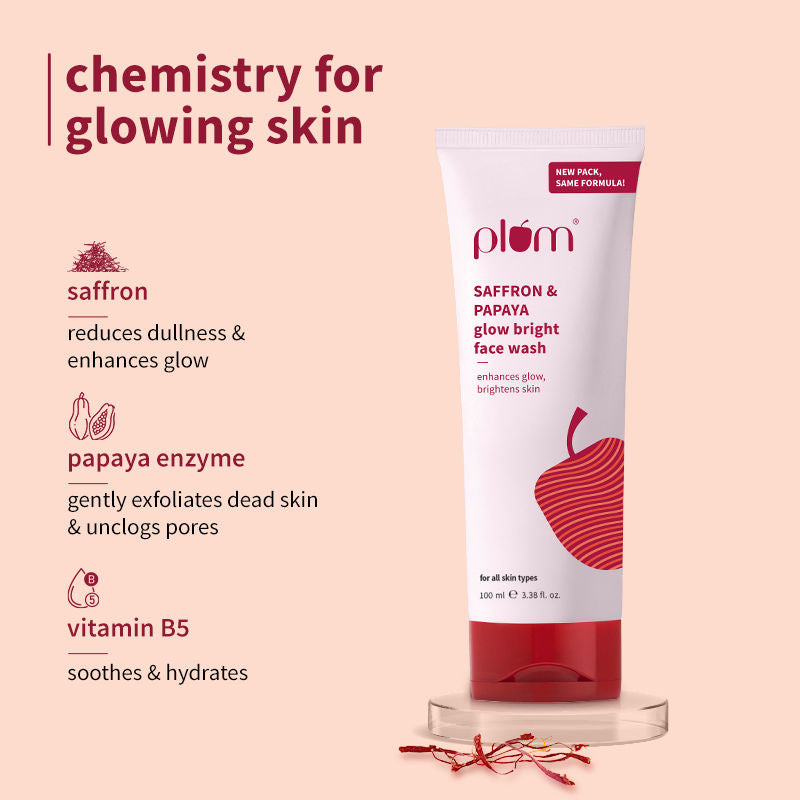 Saffron & Papaya Glow Bright Gel Face Wash For Daily Use - Fights Dullness & Evens Skin Tone