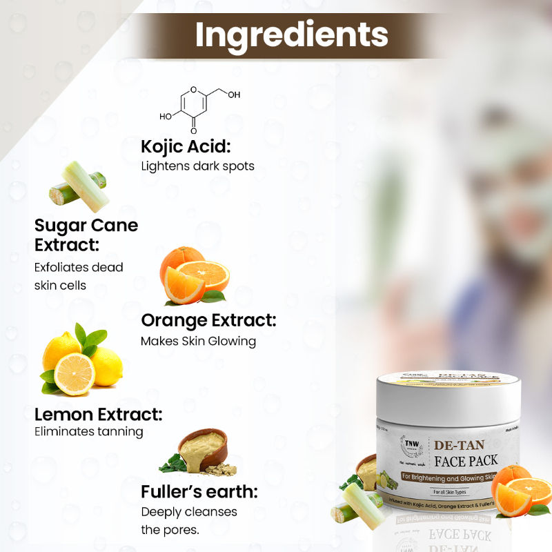 De-Tan Face Pack For Glowing Skin And Tan Removal With Orange Extract