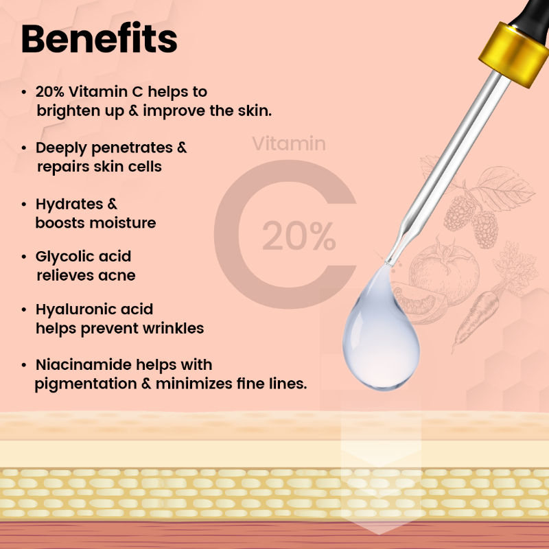 20% Vitamin C Face Serum with Mulberry Extract for Glowing & Radiant Skin