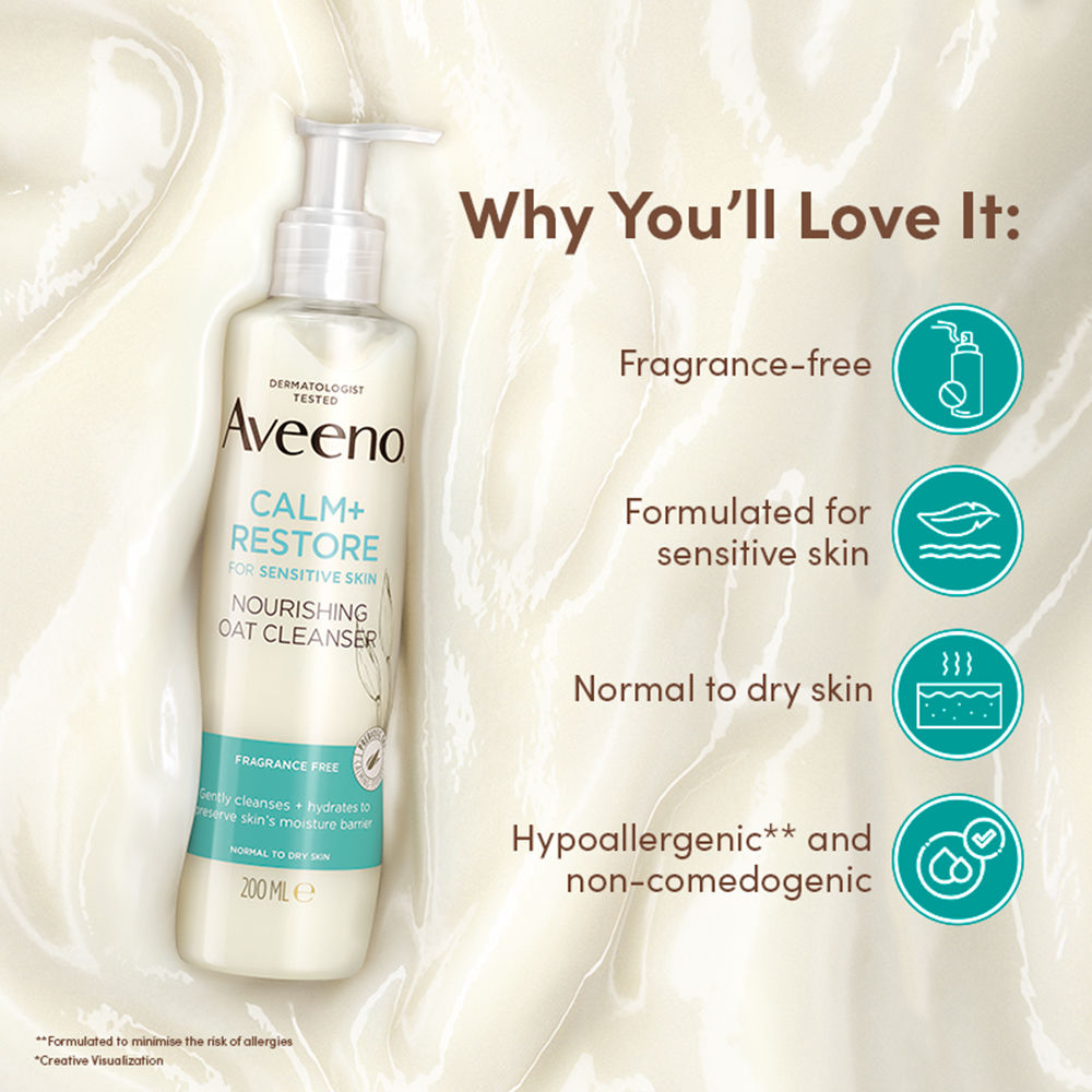 Calm + Restore Non Foaming Moisturising Oat Face Wash Dry Sensitive Skin Dermat Recommended