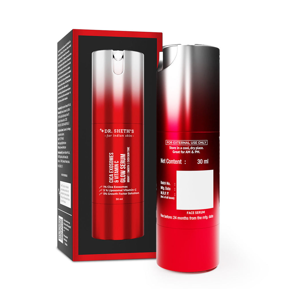 Dr. Sheth’s Cica Exosomes & Vitamin C, Boosts Glow, Brightens & Revives Dull Skin