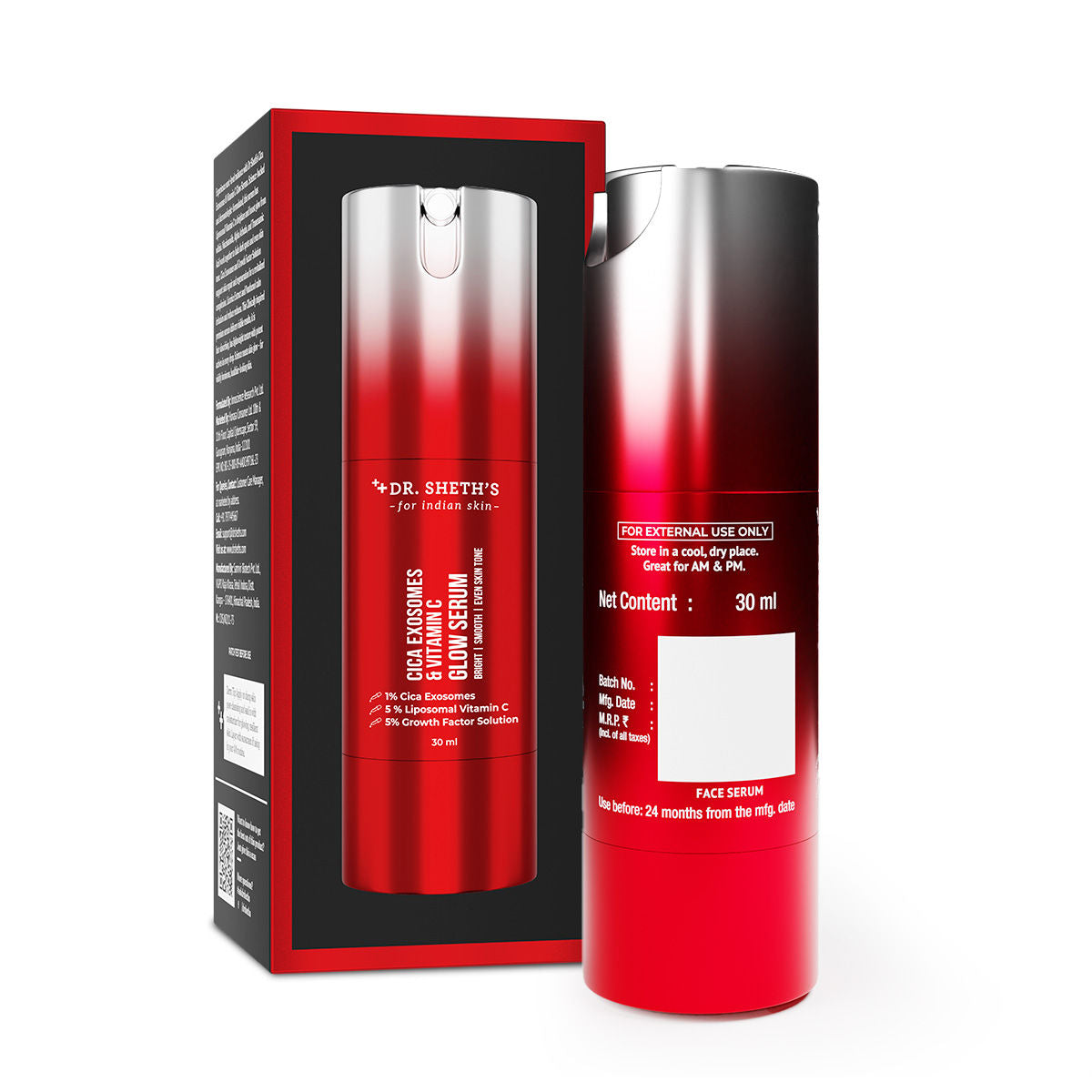 Dr. Sheth’s Cica Exosomes & Vitamin C, Boosts Glow, Brightens & Revives Dull Skin