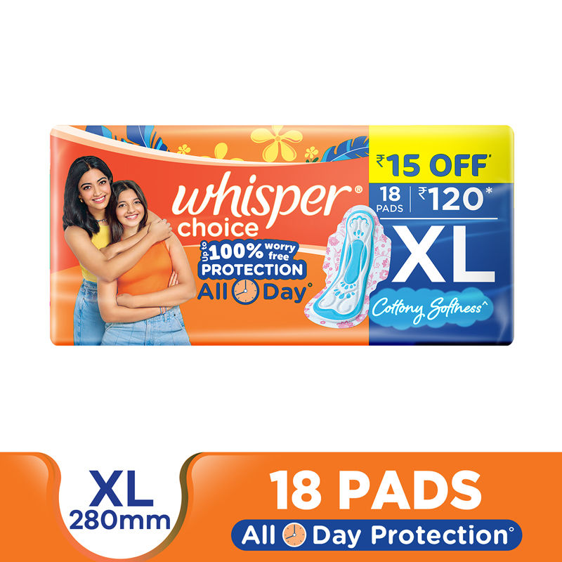 Choice XL thick Sanitary Pads - upto 100% Stain protection with side safe Wings- 16 Pads 2 Free Pads