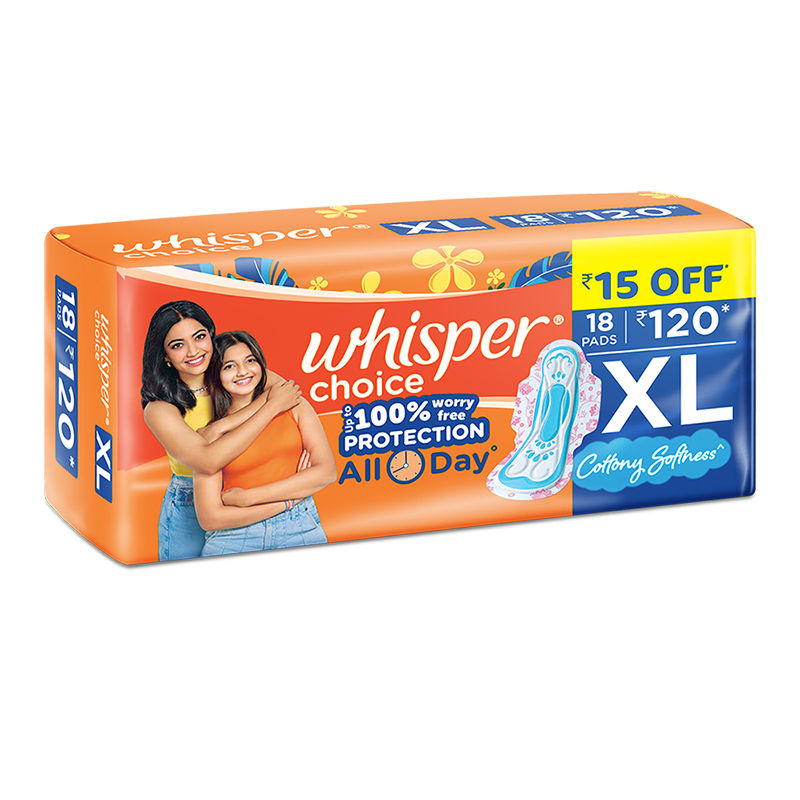 Choice XL thick Sanitary Pads - upto 100% Stain protection with side safe Wings- 16 Pads 2 Free Pads