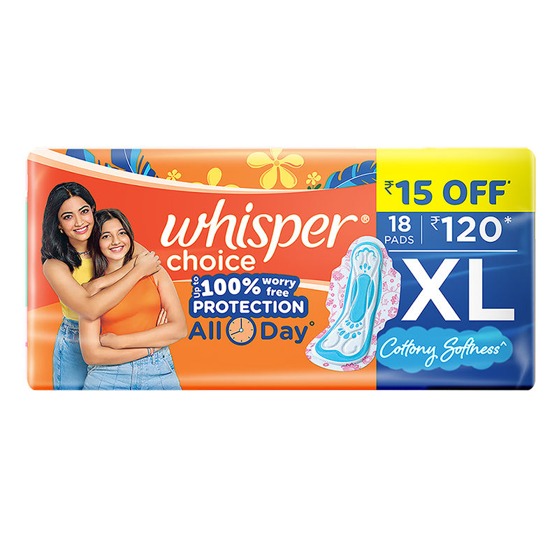 Choice XL thick Sanitary Pads - upto 100% Stain protection with side safe Wings- 16 Pads 2 Free Pads