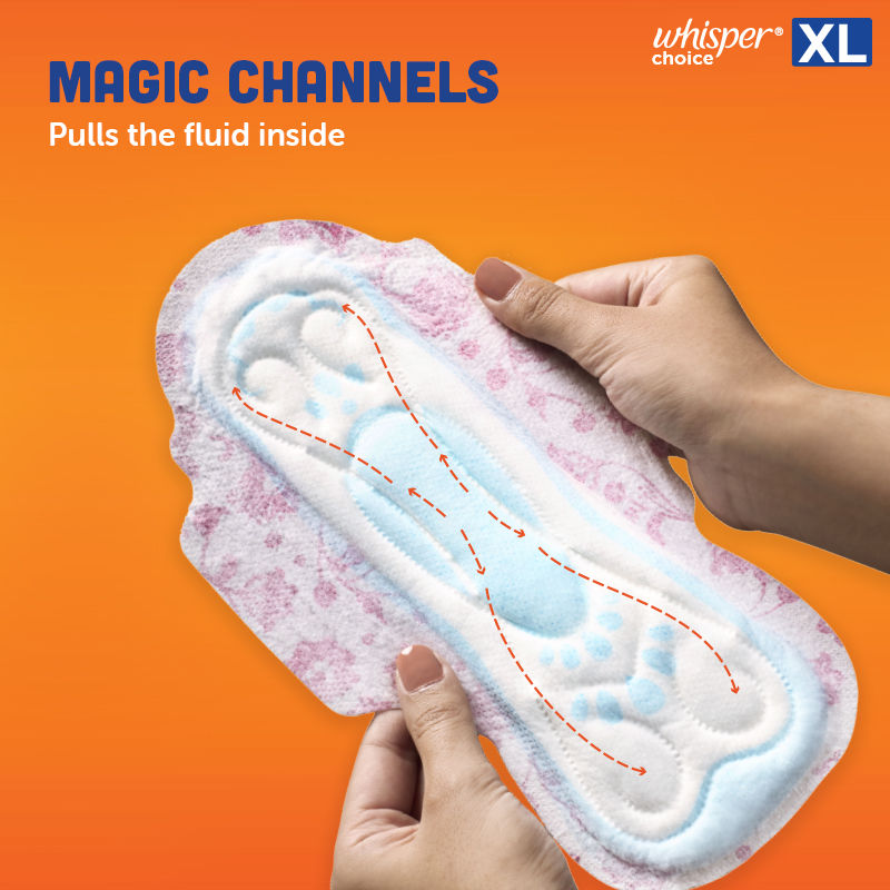 Choice XL thick Sanitary Pads - upto 100% Stain protection with side safe Wings- 16 Pads 2 Free Pads