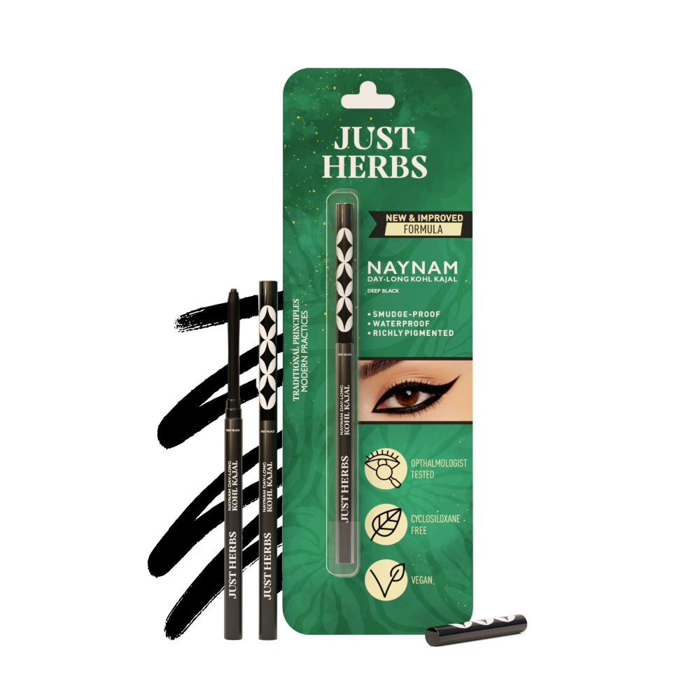 Naynam Day - Long Kohl Kajal - Sweet Almond Oil & Vitamin E - Smudgeproof & Transferproof