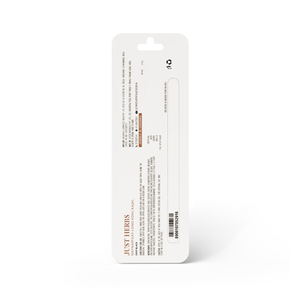 Naynam Day - Long Kohl Kajal - Sweet Almond Oil & Vitamin E - Smudgeproof & Transferproof