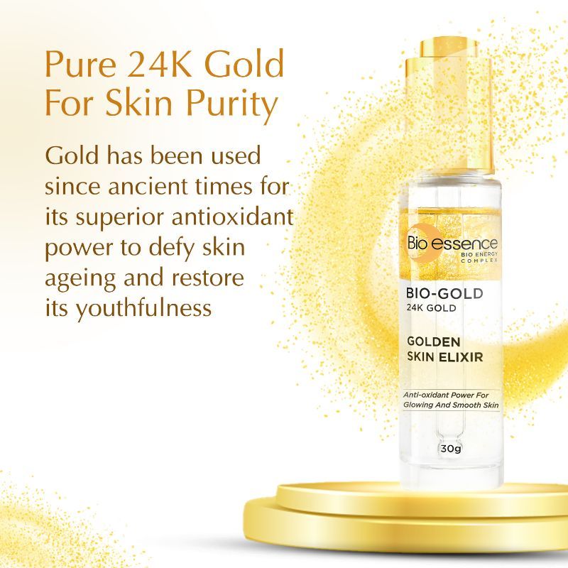 24K Gold Skin Elixir, Vitamin C Face Serum, Moroccan Argan Oil & Hyaluronic Acid