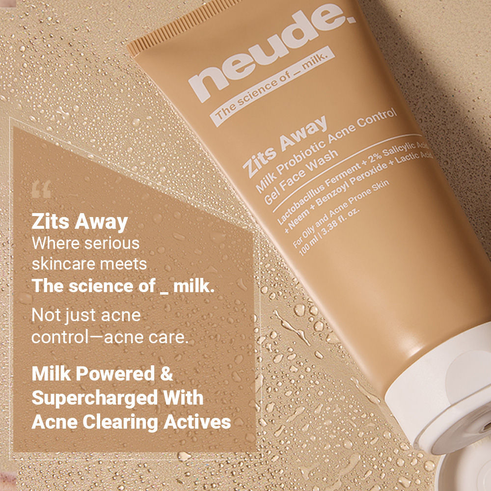 Milk Probiotic Acne Control Gel Face Wash with 2% Salicylic Acid & Neem - Zits Away