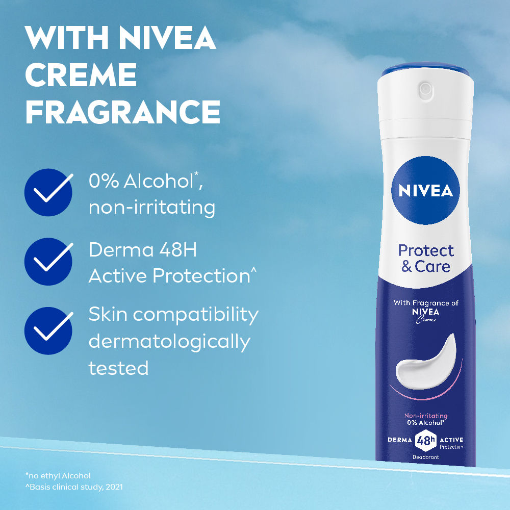 WoMEN Deodorant, Protect & Care, Non-Irritating & 48h Protection with NIVEA Creme Fragrance