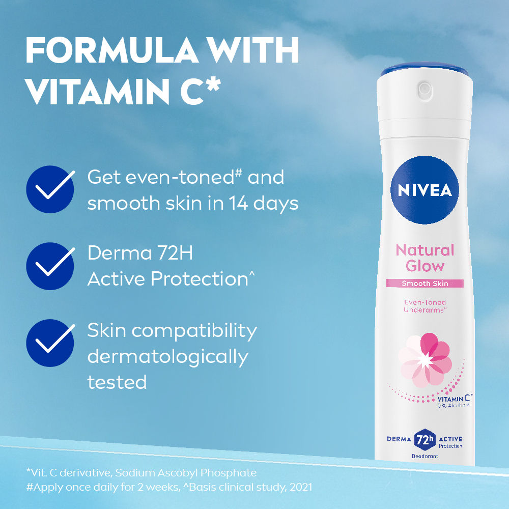 Natural Glow Smooth Skin Deo - Mulethi Extracts & 0% Alcohol - For Even Tone Underarms & 72H Odour Protection