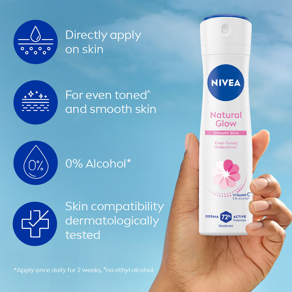 Natural Glow Smooth Skin Deo - Mulethi Extracts & 0% Alcohol - For Even Tone Underarms & 72H Odour Protection