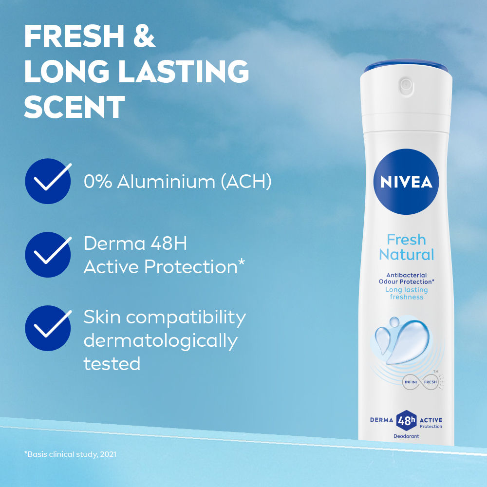 Women Deodorant, Fresh Natural, Long Lasting Freshness & 48h Protection