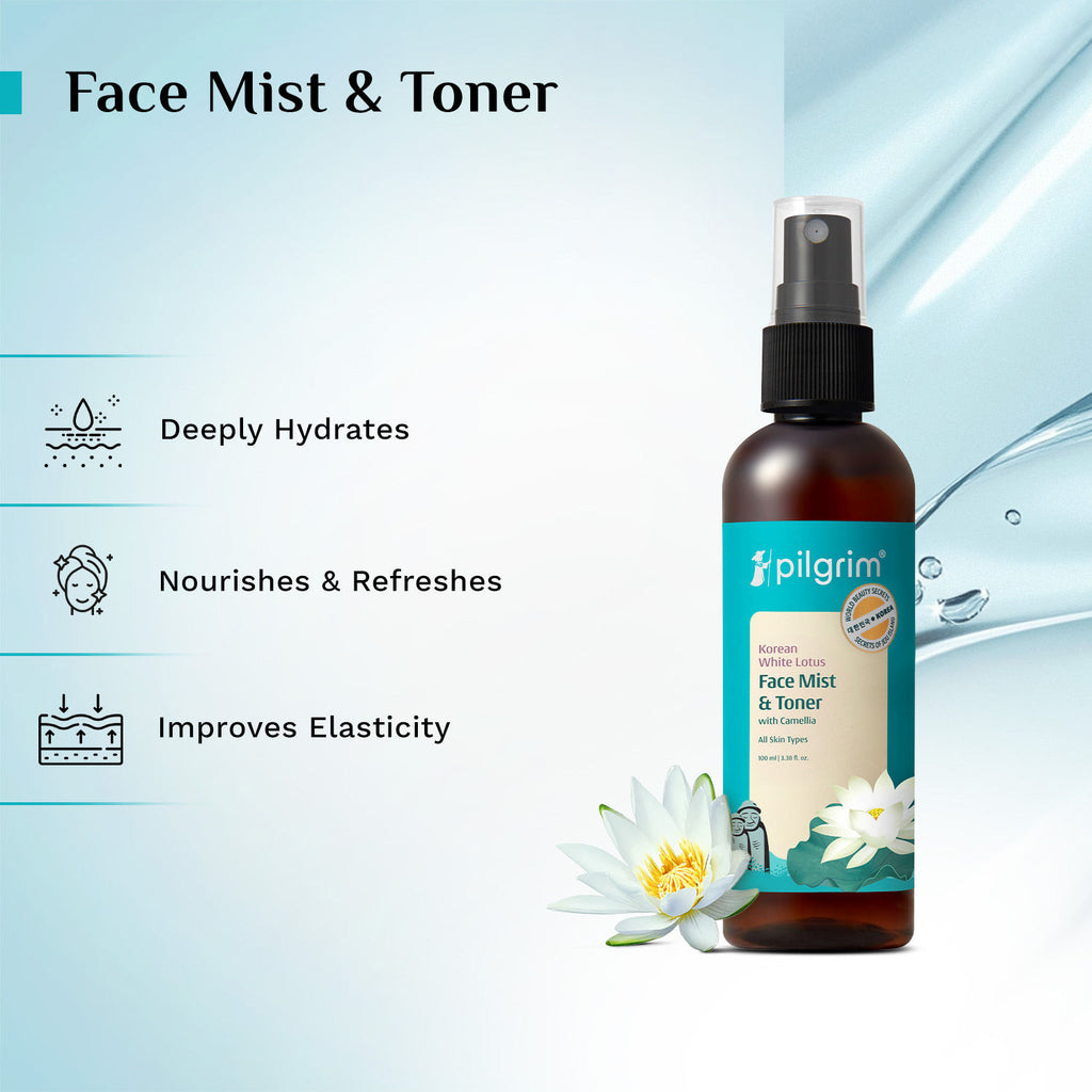 White Lotus Face Mist & Toner With Camellia & Witch Hazel - Refreshes & Tightens Pores