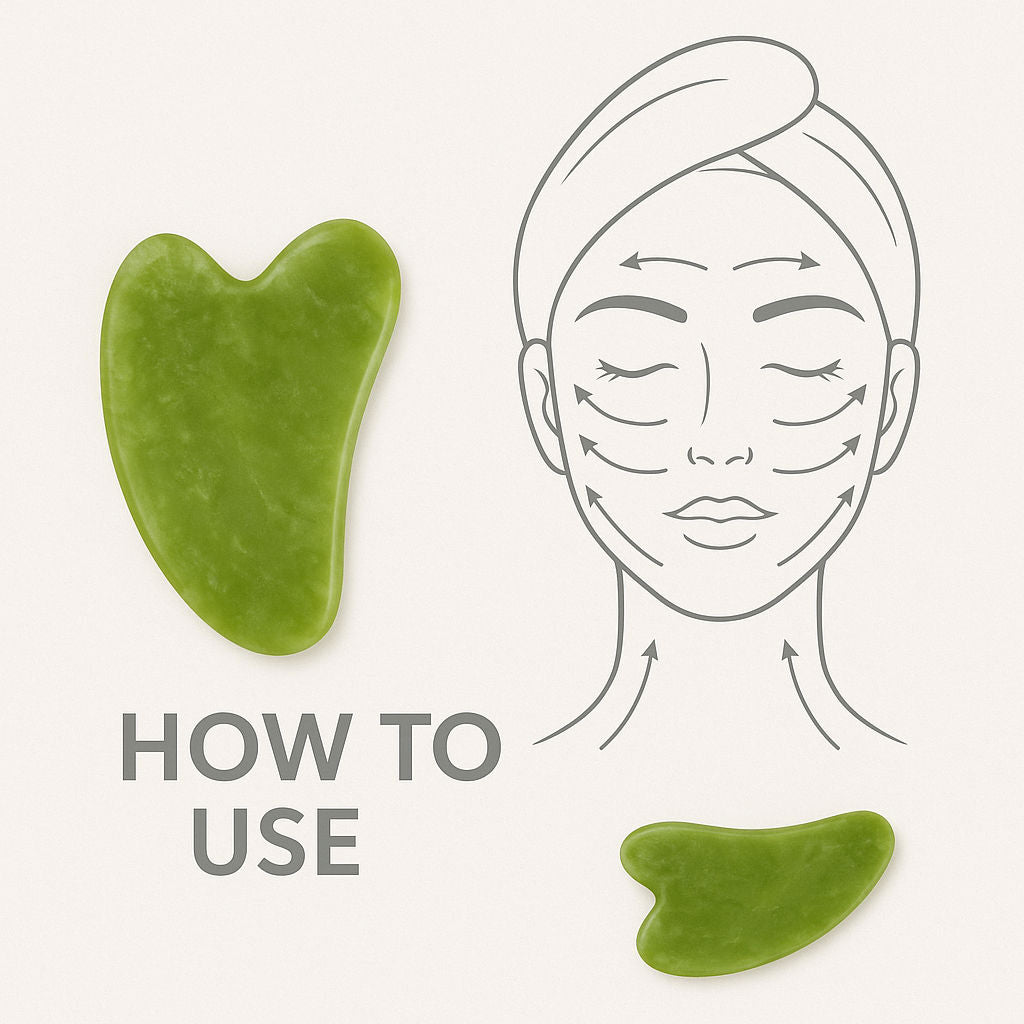 Original Jade Stone Gua Sha for Face, Neck & Under Eye, Reduces Puffiness & Wrinkles