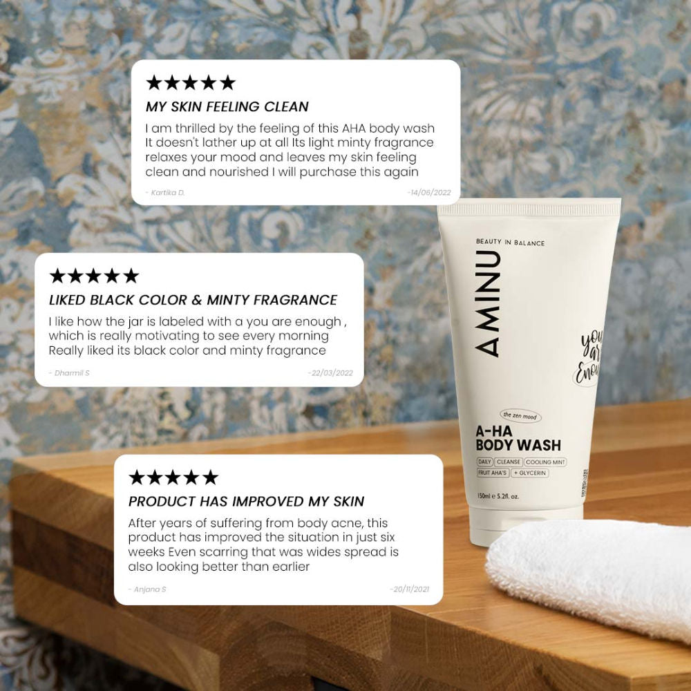 AHA Body Wash – Exfoliating Cleanser for Brighter, Smoother Skin, 5 AHAs + Charcoal Detox