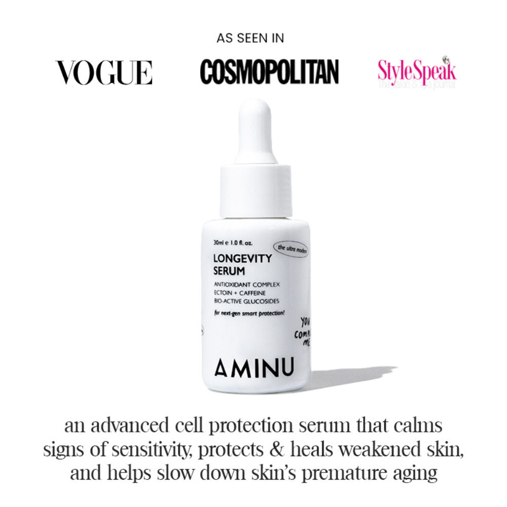 Longevity Serum – Calms Redness, Strengthens Barrier, Prevents Premature Aging – HA + Caffeine