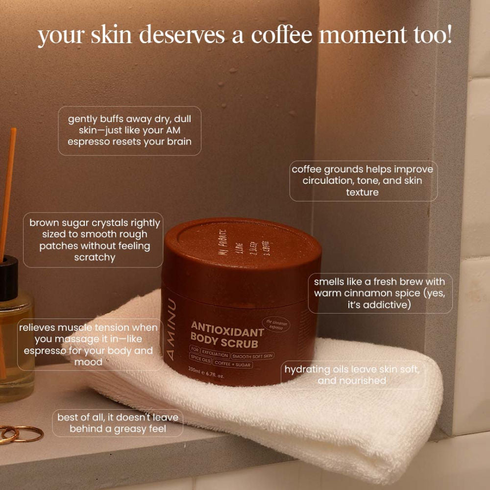 Antioxidant Body Scrub – Exfoliating & Hydrating Body Polish with Caffeine + Essential Oils